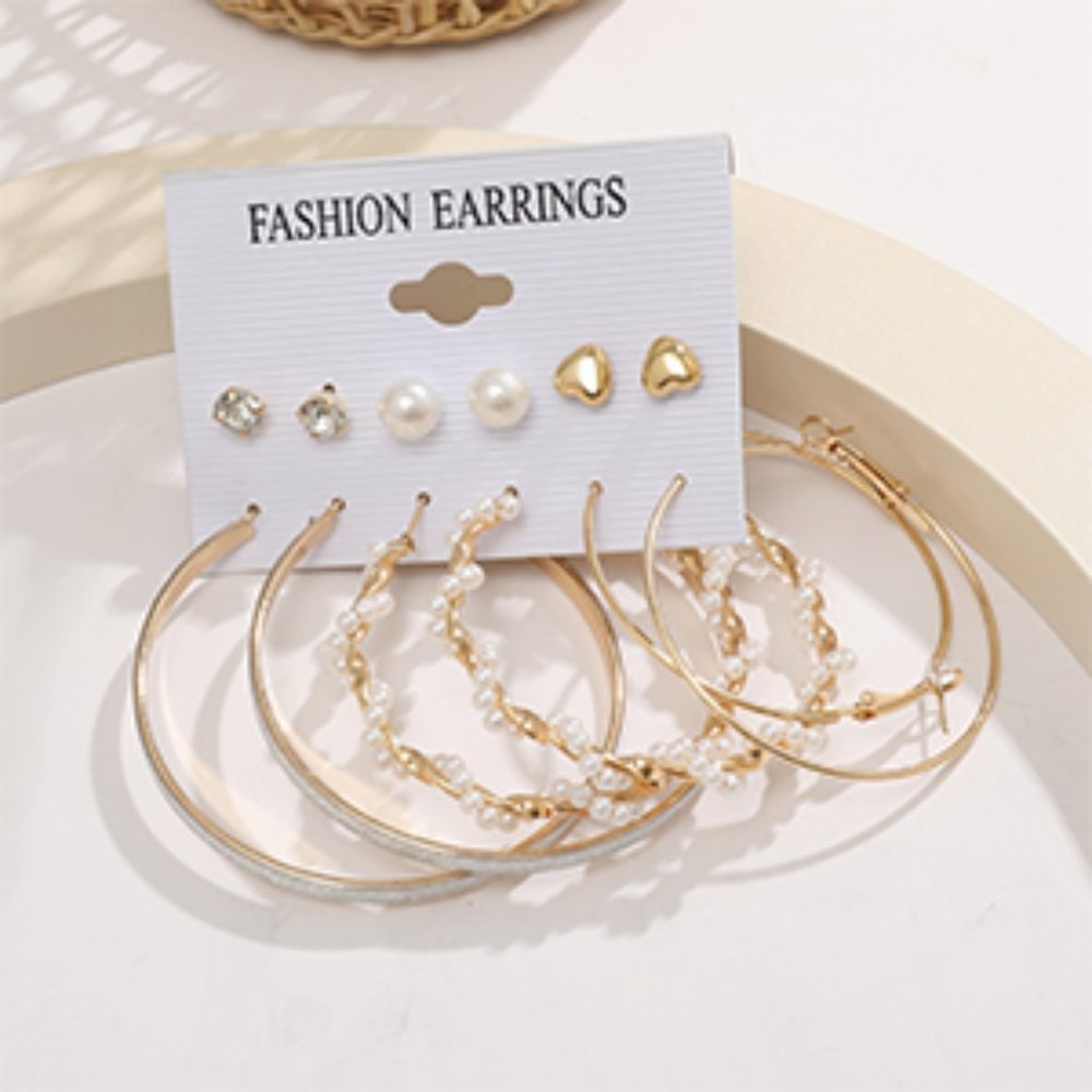 New Wholesale 54 Pairs Gold Hoop Earrings Set for Women Multipack, Boho Fashion - Picture 2 of 11